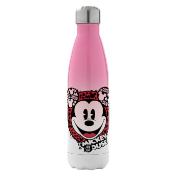 Mickey Mouse, Metal mug thermos Pink/White (Stainless steel), double wall, 500ml