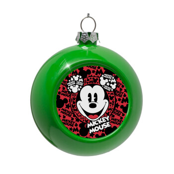 Mickey Mouse, Green Christmas tree ornament bauble 8cm