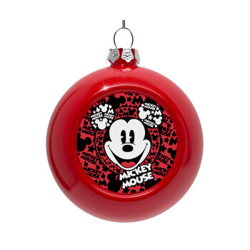 Mickey Mouse, Red Christmas tree ornament bauble 8cm