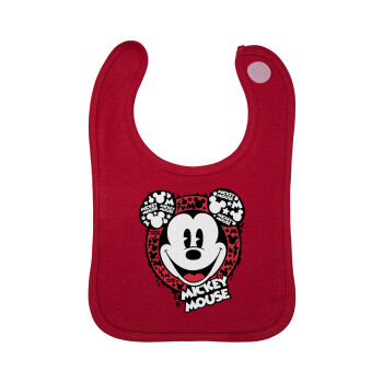 Mickey Mouse, Σαλιάρα με Σκρατς Κόκκινη 100% Organic Cotton (0-18 months)