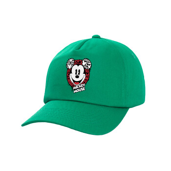 Mickey Mouse, Adult Baseball Cap, 100% Cotton, Green (COTTON, ADULT, UNISEX, ONE SIZE)