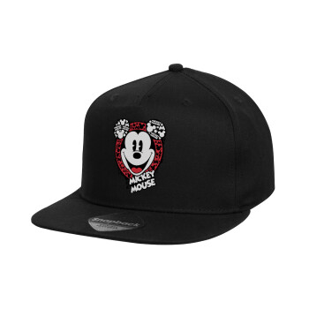 Mickey Mouse, Children's Flat Snapback Hat, Black (100% COTTON, CHILD, UNISEX, ONE SIZE)