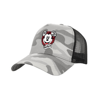 Mickey Mouse, Adult Structured Trucker Hat, with Mesh, (Camouflage) Army Camo (100% COTTON, ADULT, UNISEX, ONE SIZE)