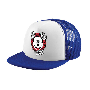 Mickey Mouse, Adult Soft Trucker Hat with Blue/White Mesh (POLYESTER, ADULT, UNISEX, ONE SIZE)