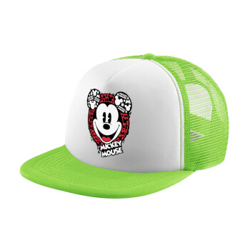 Mickey Mouse, Adult Soft Trucker Hat with Mesh GREEN/WHITE (POLYESTER, ADULT, ONE SIZE)