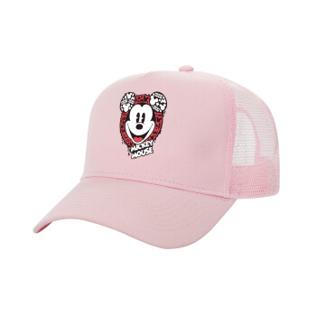 Mickey Mouse, Adult Structured Trucker Hat, with Mesh, PINK (100% COTTON, ADULT, UNISEX, ONE SIZE)