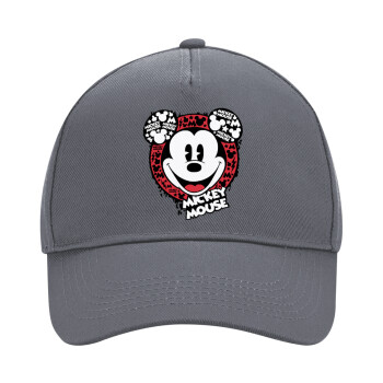 Mickey Mouse, Ultimate Adult Hat Grey, (100% COTTON DRILL, ADULT, UNISEX, ONE SIZE)