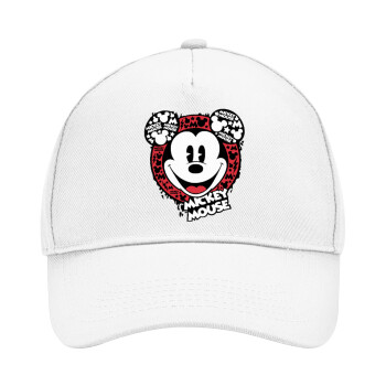 Mickey Mouse, Adult Baseball Cap, Drill, White (100% COTTON, ADULT, UNISEX, ONE SIZE)