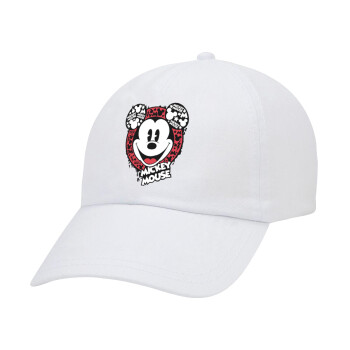 Mickey Mouse, Adult Baseball Cap White 5-panel (POLYESTER, ADULT, UNISEX, ONE SIZE)