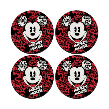 Mickey Mouse, SET of 4 round wooden coasters (9cm)