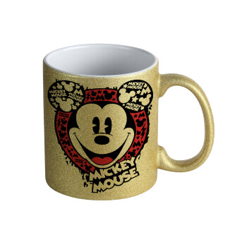 Mickey Mouse, Κούπα Χρυσή Glitter που γυαλίζει, κεραμική, 330ml