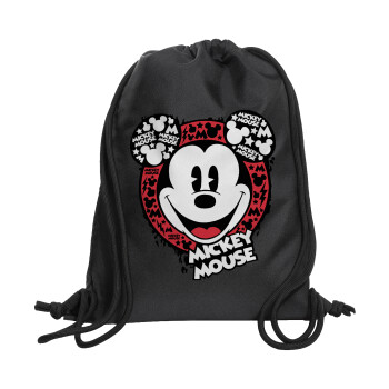 Mickey Mouse, Backpack pouch GYMBAG Black, with pocket (40x48cm) & thick cords