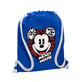 Mickey Mouse, Backpack pouch GYMBAG Blue, with pocket (40x48cm) & thick cords