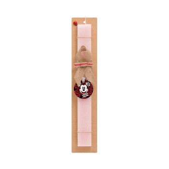 Mickey Mouse, Easter Set, wooden keychain & scented flat Easter candle (30cm) (PINK)