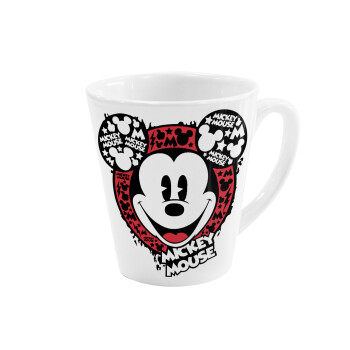 Mickey Mouse, Κούπα κωνική Latte Λευκή, κεραμική, 300ml