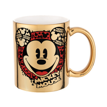 Mickey Mouse, Mug ceramic, gold mirror, 330ml