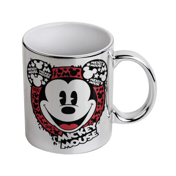 Mickey Mouse, Mug ceramic, silver mirror, 330ml