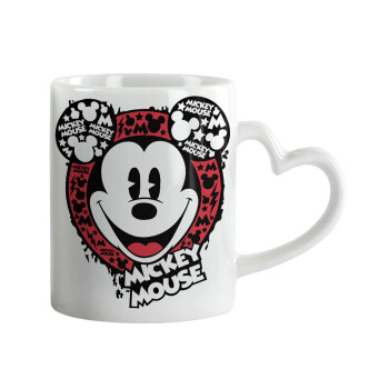 Mickey Mouse, Mug heart handle, ceramic, 330ml