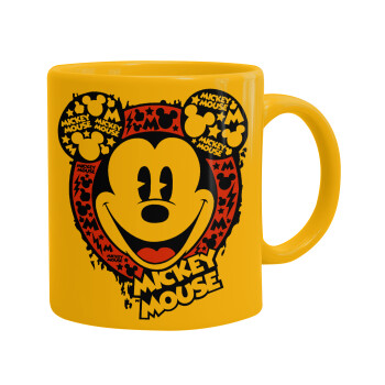 Mickey Mouse, Ceramic coffee mug yellow, 330ml (1pcs)