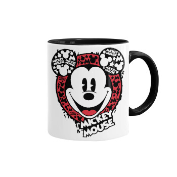 Mickey Mouse, Κούπα χρωματιστή μαύρη, κεραμική, 330ml