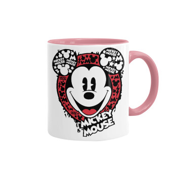 Mickey Mouse, Κούπα χρωματιστή ροζ, κεραμική, 330ml