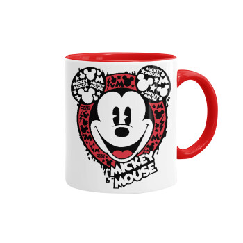 Mickey Mouse, Κούπα χρωματιστή κόκκινη, κεραμική, 330ml