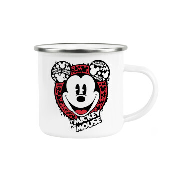 Mickey Mouse, Metallic enamel cup white 360ml