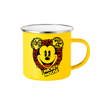 Mickey Mouse, Yellow Enamel Metallic Cup 360ml