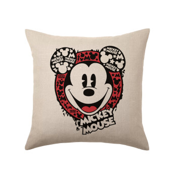 Mickey Mouse, Μαξιλάρι καναπέ ΛΙΝΟ 40x40cm περιέχεται το  γέμισμα