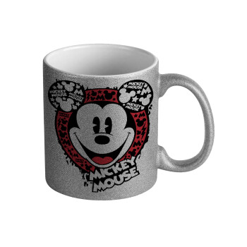 Mickey Mouse, Κούπα Ασημένια Glitter που γυαλίζει, κεραμική, 330ml