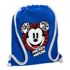 Backpack pouch GYMBAG Blue, with pocket (40x48cm) & thick cords