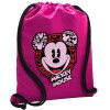 Backpack pouch GYMBAG Fuchsia, with pocket (40x48cm) & thick cords