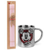 Easter Set, metallic thermal cup (300ml) & aromatic flat Easter candle (30cm) (PINK)