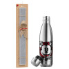 Easter Set, metallic stainless thermos flask (500ml) & scented flat Easter candle (30cm) (GRAY)