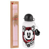 Easter Set, metallic aluminum bottle (500ml) & aromatic flat Easter candle (30cm) (PINK)