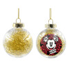 Transparent Christmas tree ball ornament with gold filling 8cm