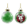 Transparent Christmas tree ball ornament with green filling 8cm