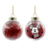 Transparent Christmas tree ball ornament with red filling 8cm