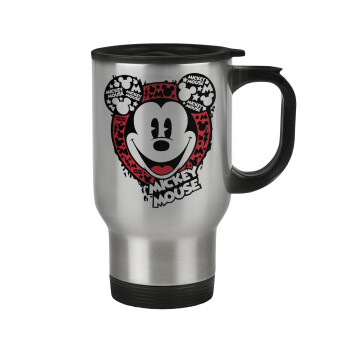 Mickey Mouse, Stainless steel travel mug with lid, double wall 450ml