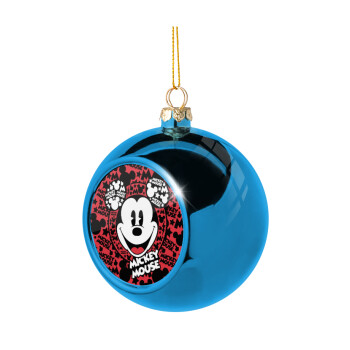 Mickey Mouse, Blue Christmas tree ball ornament 8cm