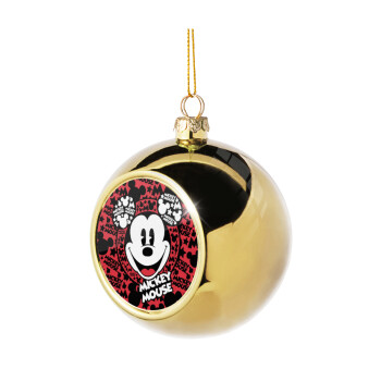 Mickey Mouse, Golden Christmas tree ball ornament 8cm