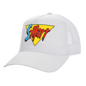 S-mart Evil Dead, Structured Trucker Adult Hat, with Mesh, WHITE (100% COTTON, ADULT, UNISEX, ONE SIZE)