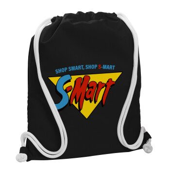 S-mart Evil Dead, Backpack pouch GYMBAG Black, with pocket (40x48cm) & thick white cords