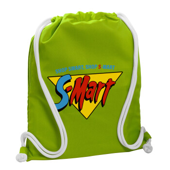 S-mart Evil Dead, Τσάντα πλάτης πουγκί GYMBAG LIME GREEN, με τσέπη (40x48cm) & χονδρά κορδόνια