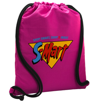 S-mart Evil Dead, Backpack pouch GYMBAG Fuchsia, with pocket (40x48cm) & thick cords