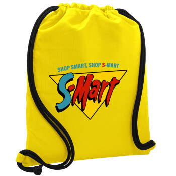 S-mart Evil Dead, Backpack pouch GYMBAG Yellow, with pocket (40x48cm) & thick cords