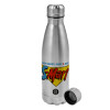 Metallic water bottle, stainless steel, 750ml