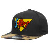 Adult Flat Snapback Hat Black/Camouflage, (100% COTTON TWILL, ADULT, UNISEX, ONE SIZE)