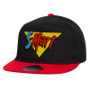 Children's Flat Snapback Hat, Black/Red (100% COTTON, CHILDREN'S, UNISEX, ONE SIZE)