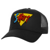 Structured Trucker Adult Hat, with Mesh, Black (100% COTTON, ADULT, UNISEX, ONE SIZE)